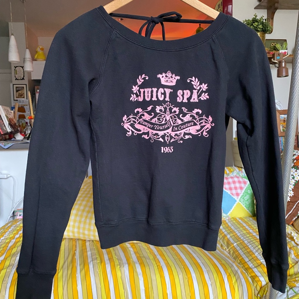Vintage Y2K Juicy Couture Black and Pink Women's Sweater Orange Label